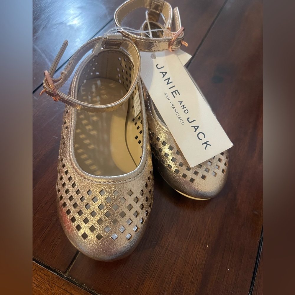 Janie and Jack Metallic Rose Gold Dress Shoes